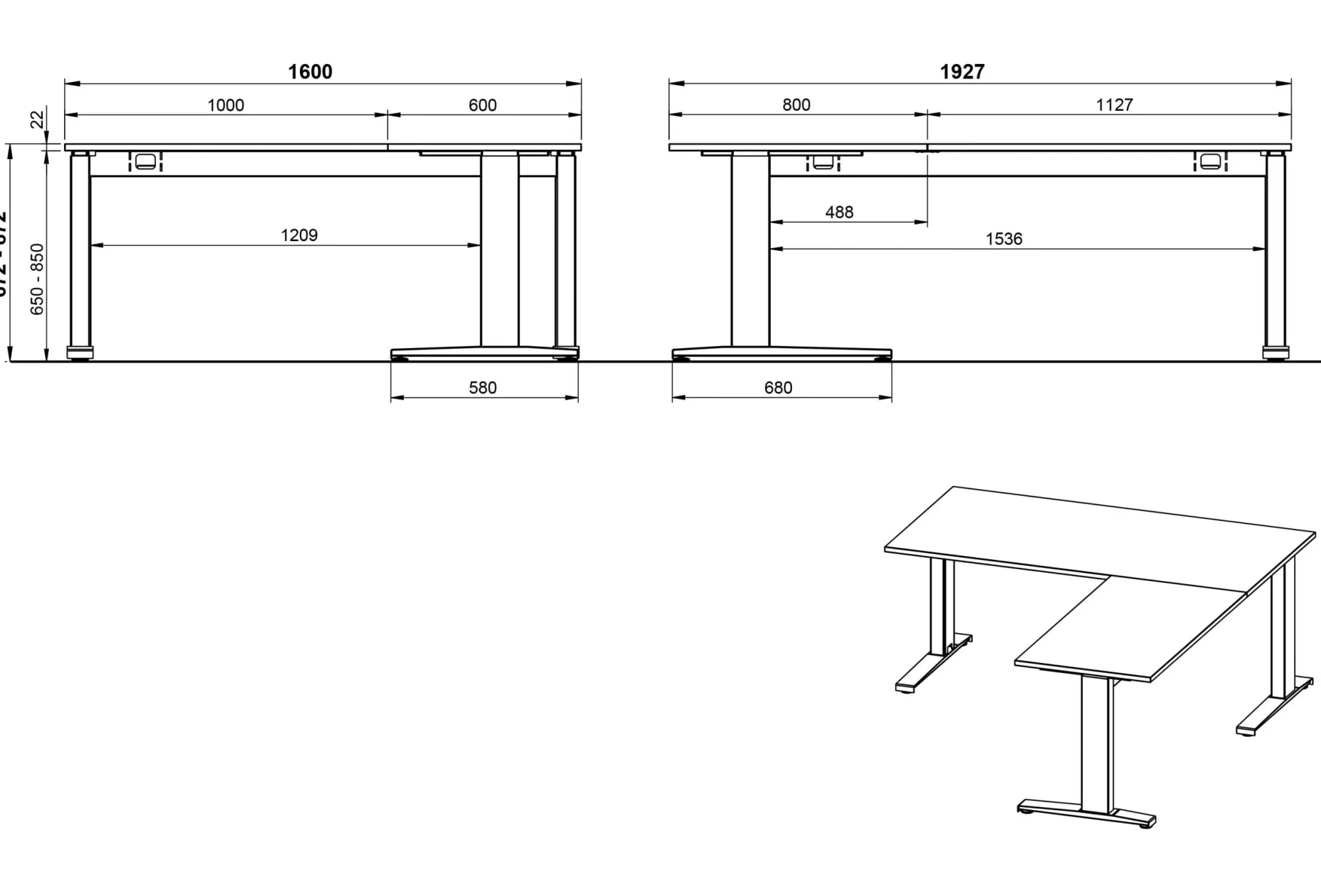 Bureaus^Huisenthuis Aanbouwtafel Ergonoma Lichtgrijs Grijs, Zilver
