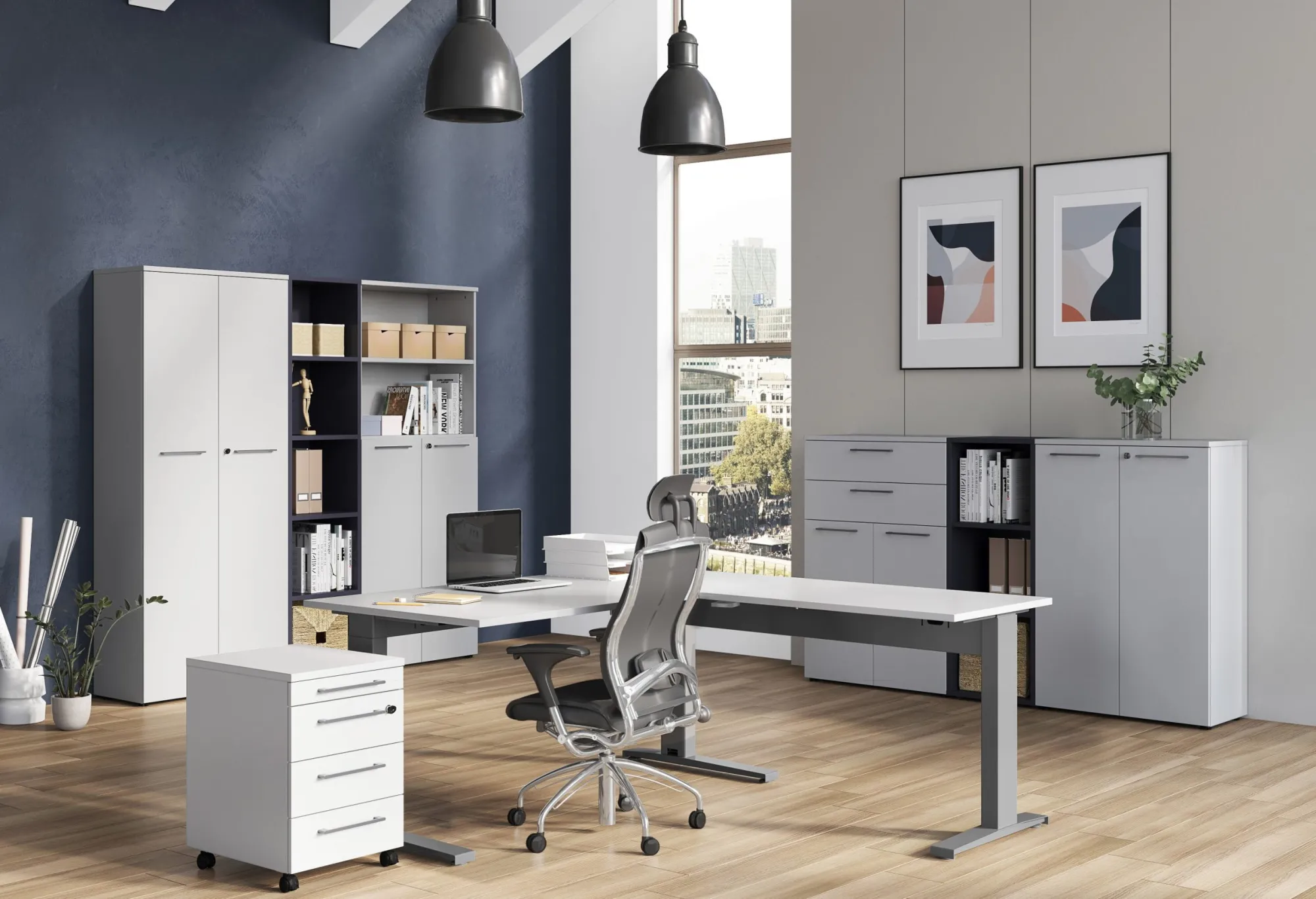 Bureaus^Huisenthuis Aanbouwtafel Ergonoma Lichtgrijs Grijs, Zilver