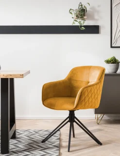 Eetkamerstoelen^Huisenthuis Armstoel Adele Geel