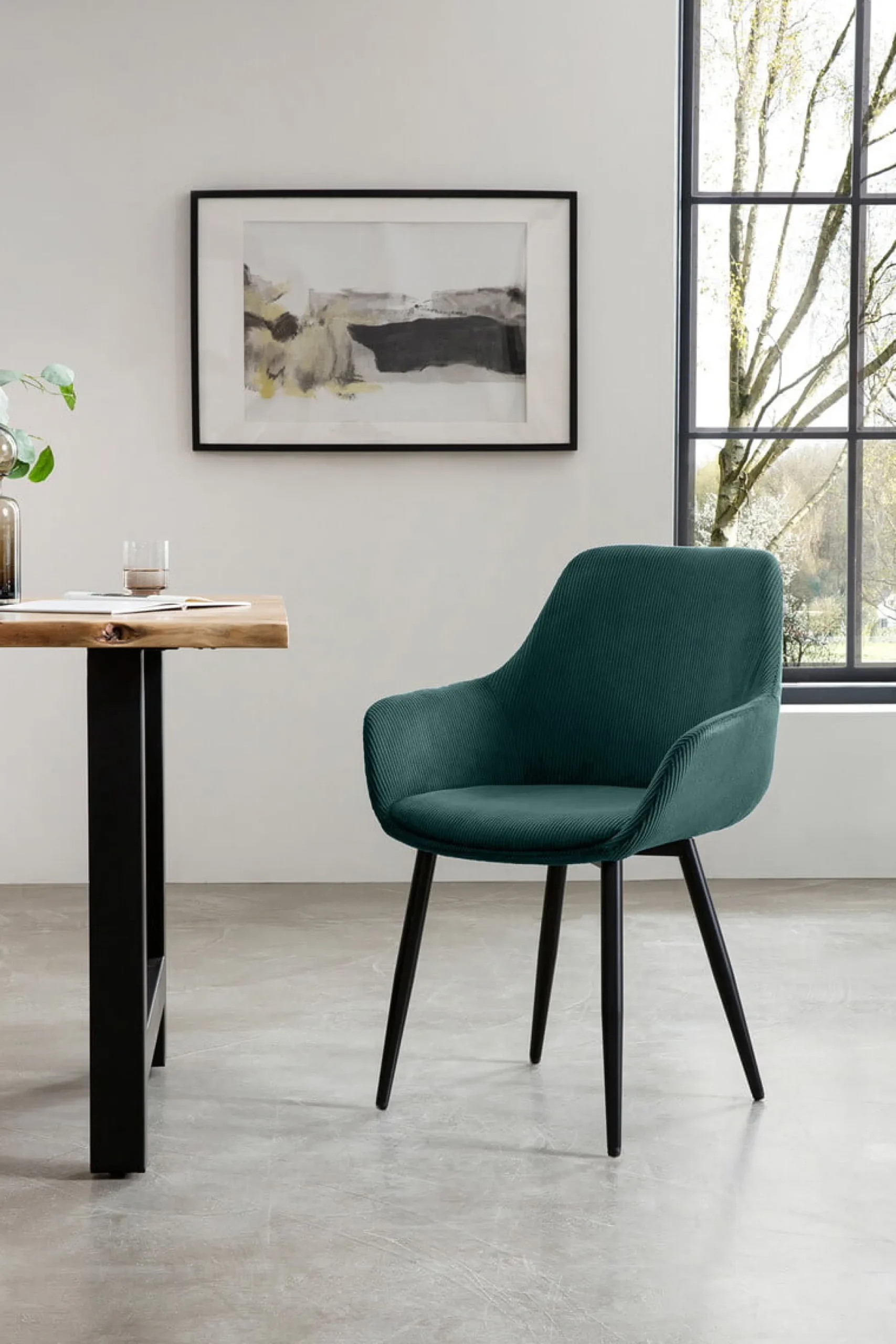 Eetkamerstoelen^Huisenthuis Armstoel Amine Groen – Set van 2 Groen, Zwart