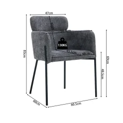 Eetkamerstoelen^Huisenthuis Armstoel Anneloes Grijs – Set van 2
