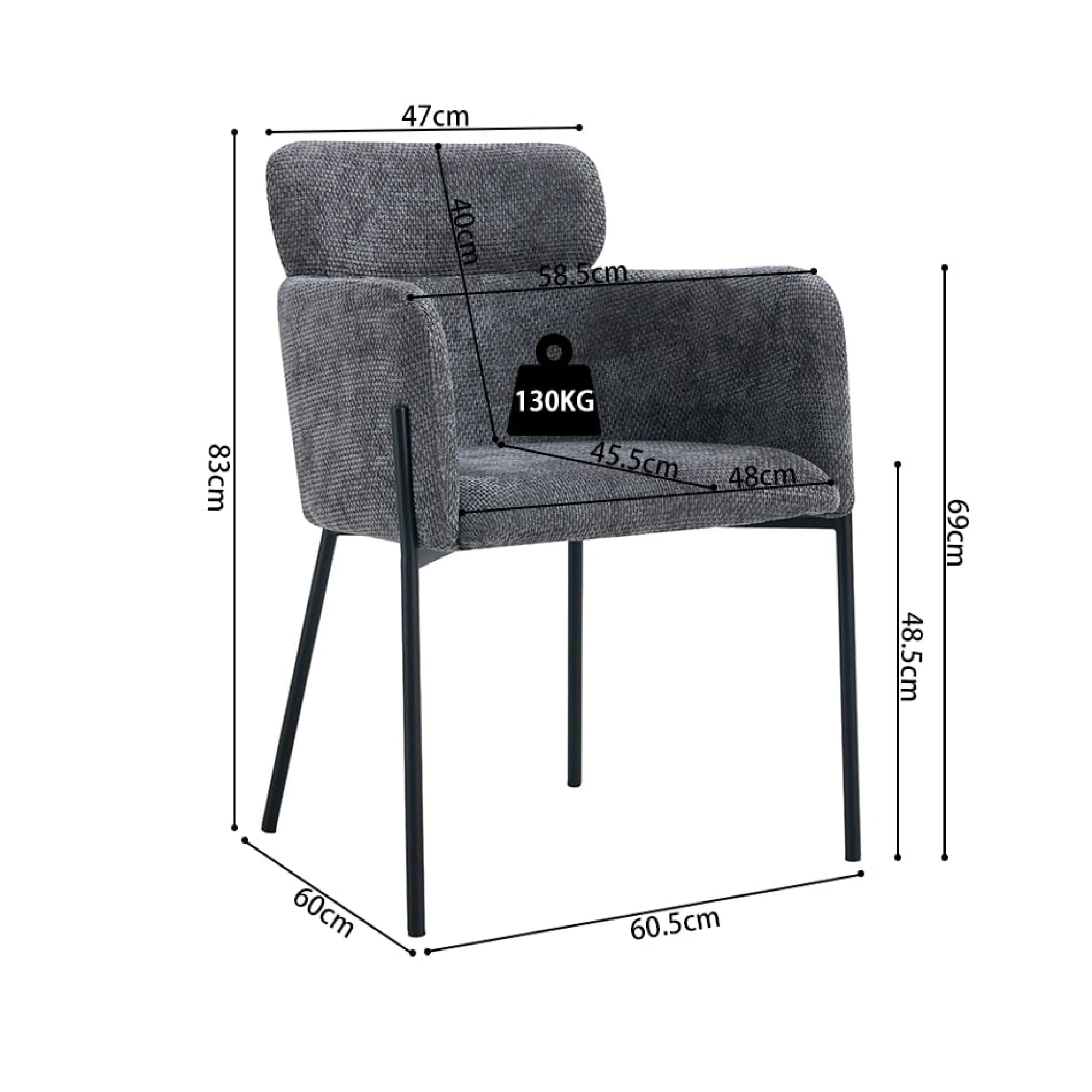 Eetkamerstoelen^Huisenthuis Armstoel Anneloes Grijs – Set van 2