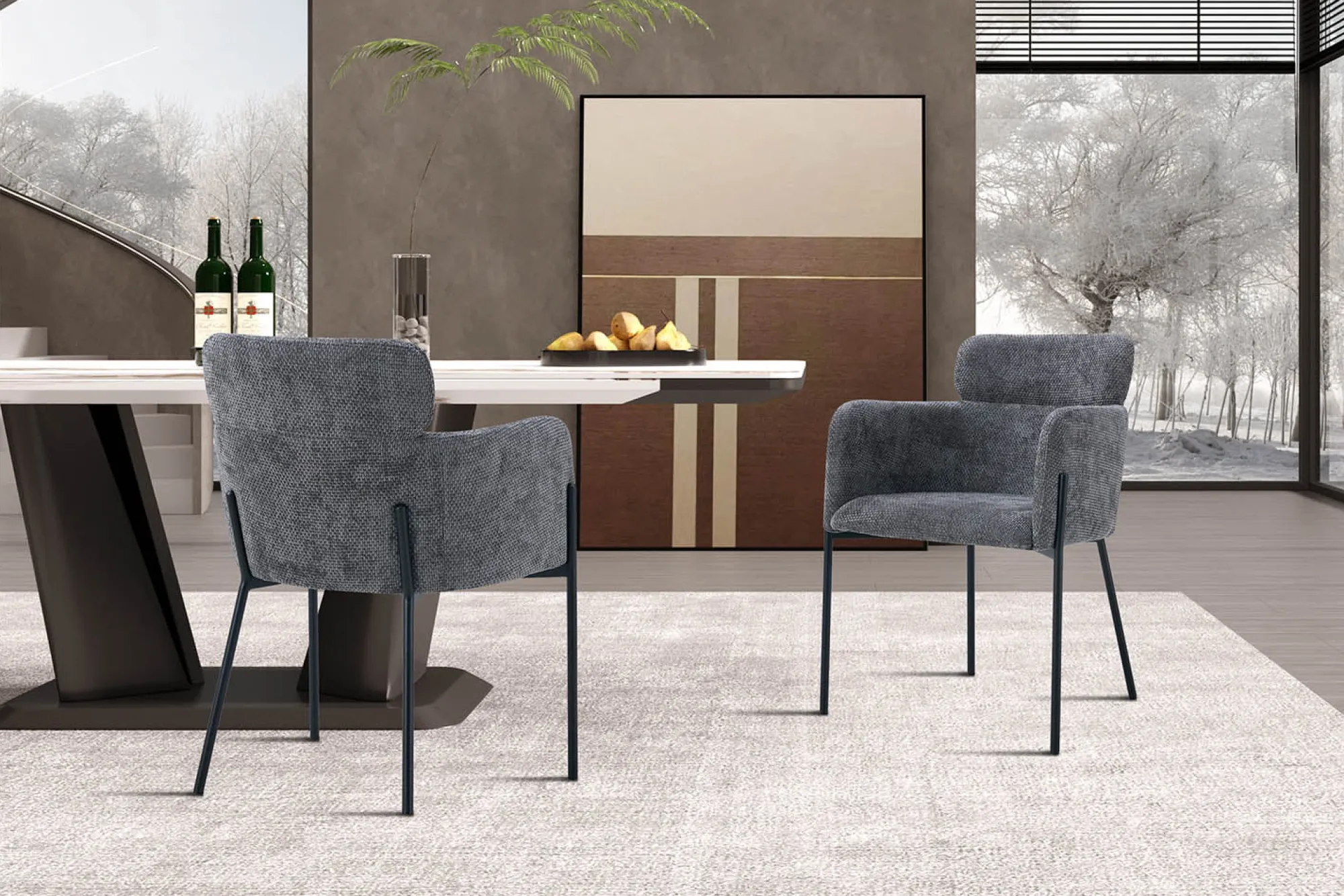Eetkamerstoelen^Huisenthuis Armstoel Anneloes Grijs – Set van 2