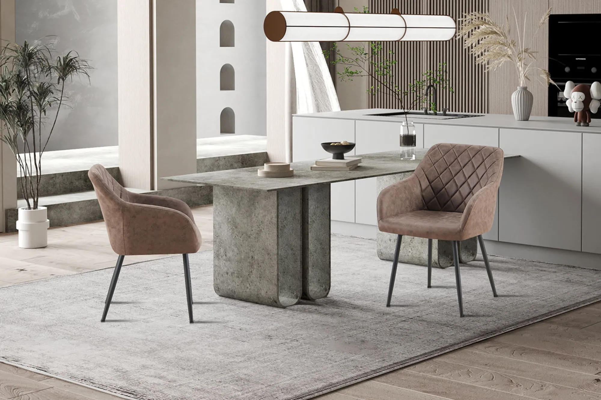 Eetkamerstoelen^Huisenthuis Armstoel Arno Bruin – Set van 2