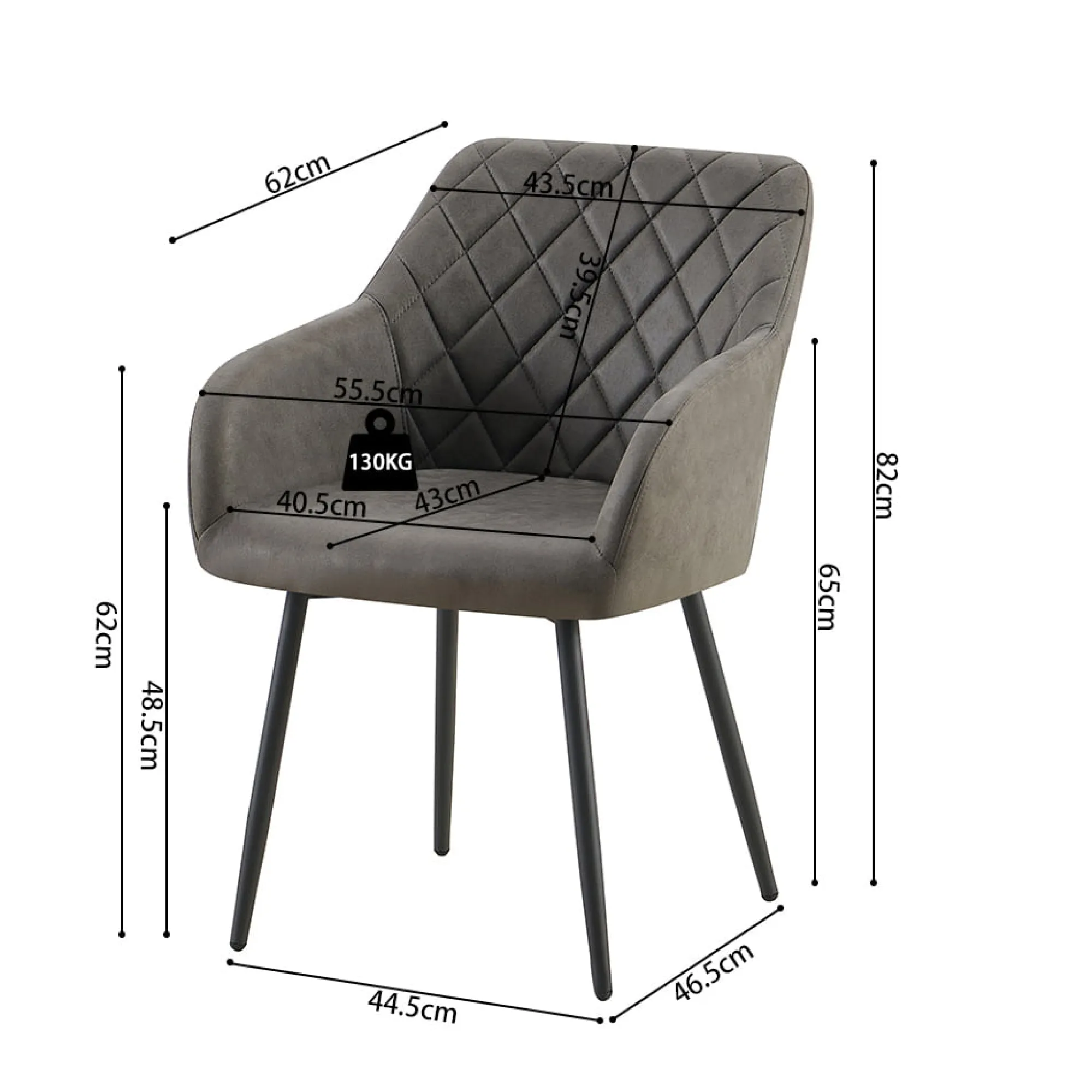 Eetkamerstoelen^Huisenthuis Armstoel Arno Grijs – Set van 2
