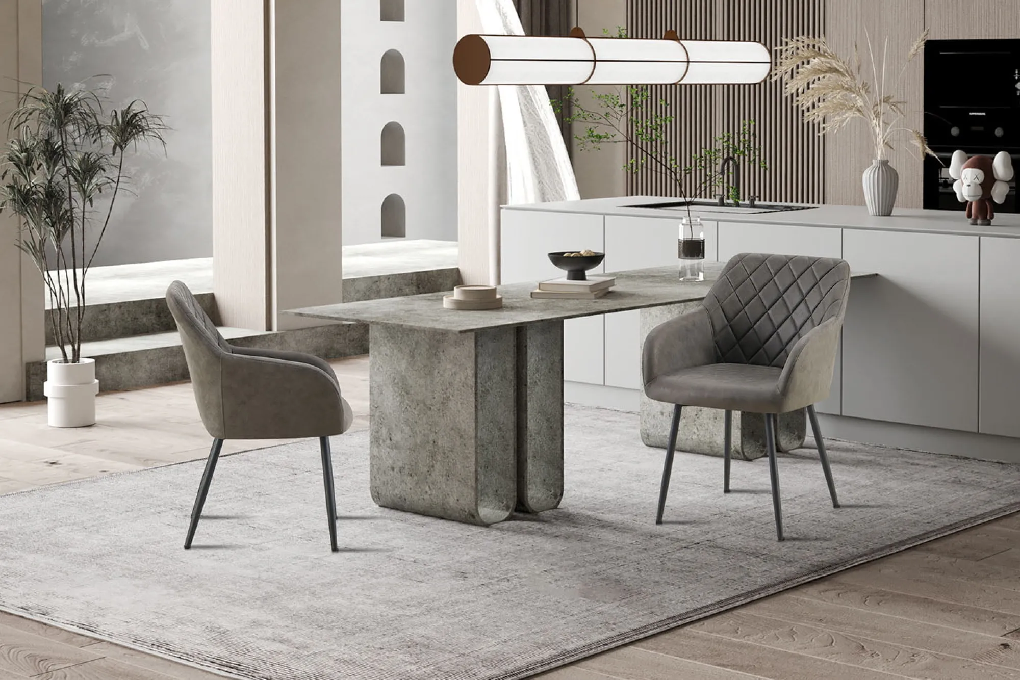 Eetkamerstoelen^Huisenthuis Armstoel Arno Grijs – Set van 2