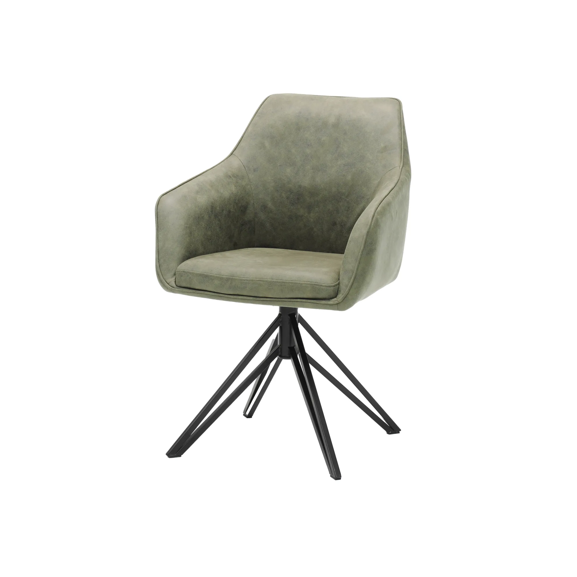 Eetkamerstoelen^Huisenthuis Armstoel Boas Stof Groen