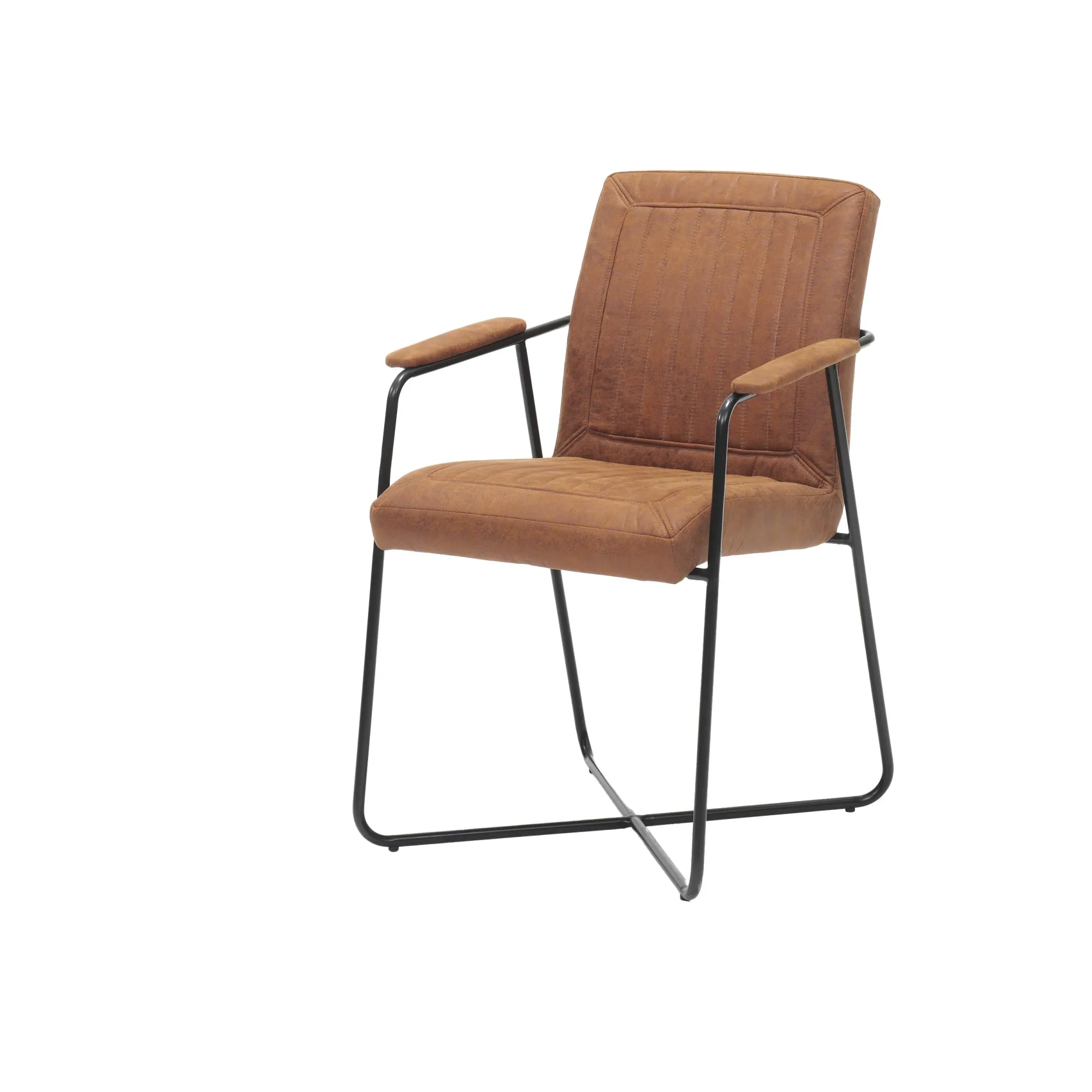 Eetkamerstoelen^Huisenthuis Armstoel Cesar Cognac Microleder – Set van 2