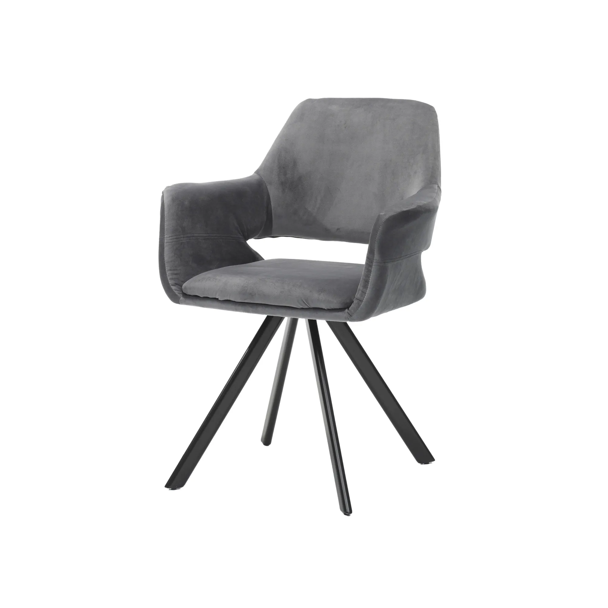 Eetkamerstoelen^Huisenthuis Armstoel Céline Velours – Set van 2 Grijs