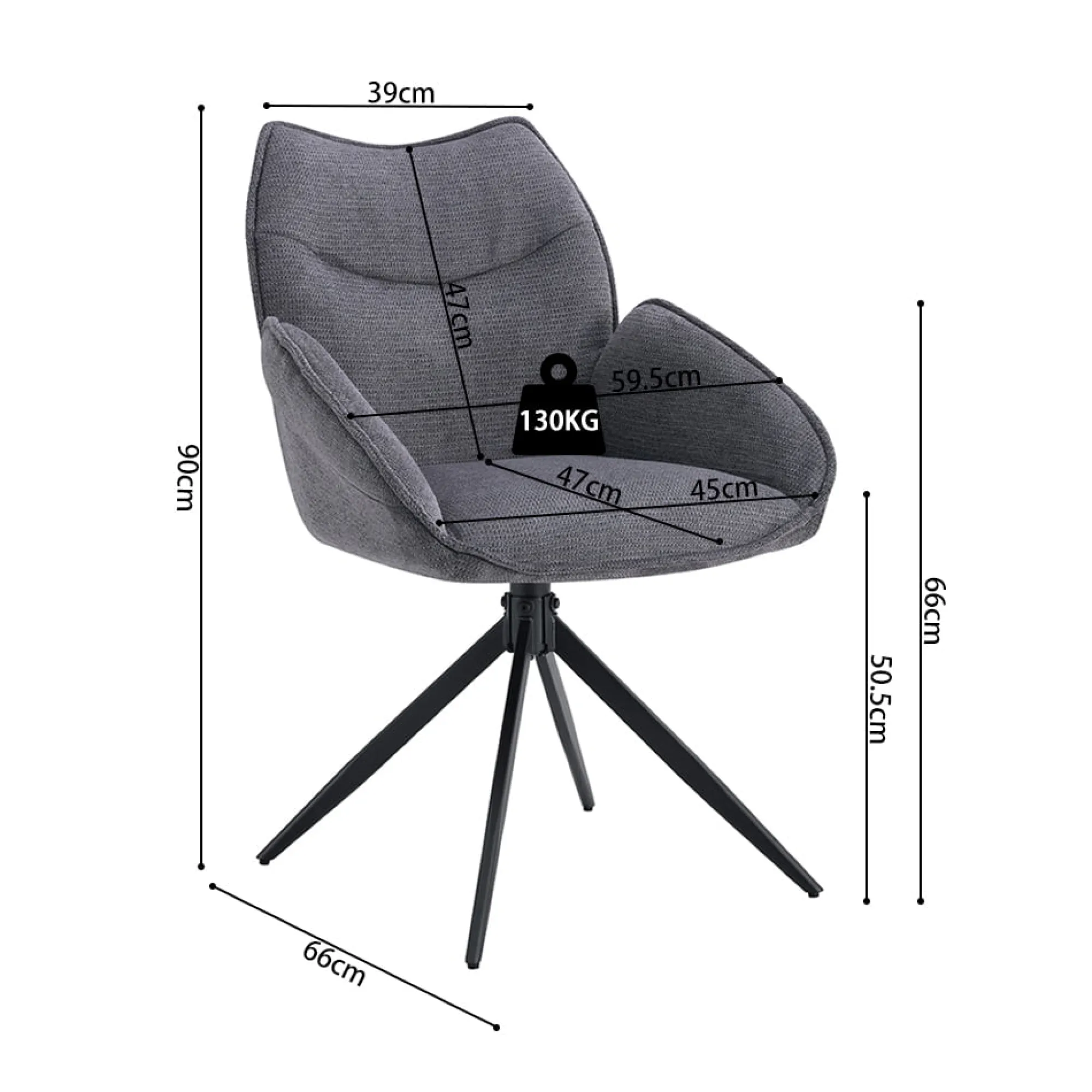 Eetkamerstoelen^Huisenthuis Armstoel Famke Donkergrijs – Set van 2
