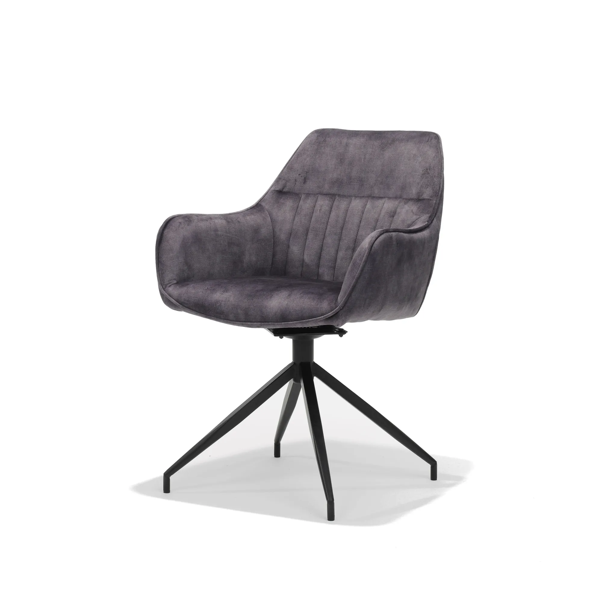 Eetkamerstoelen^Huisenthuis Armstoel Fedde Velours – Set van 2 Antraciet