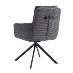 Eetkamerstoelen^Huisenthuis Armstoel Heleen Grijs Ribstof – Set van 2