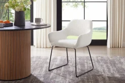 Eetkamerstoelen^Huisenthuis Armstoel Hilton Wit Bouclé