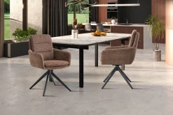 Eetkamerstoelen^Huisenthuis Armstoel Irma Bruin – Set van 2