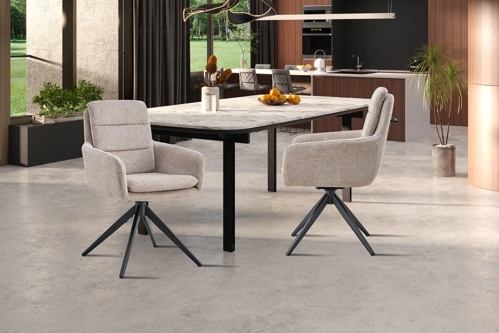 Eetkamerstoelen^Huisenthuis Armstoel Irma Lichtgrijs – Set van 2