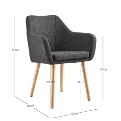 Eetkamerstoelen^Huisenthuis Armstoel Jonne Donkergrijs