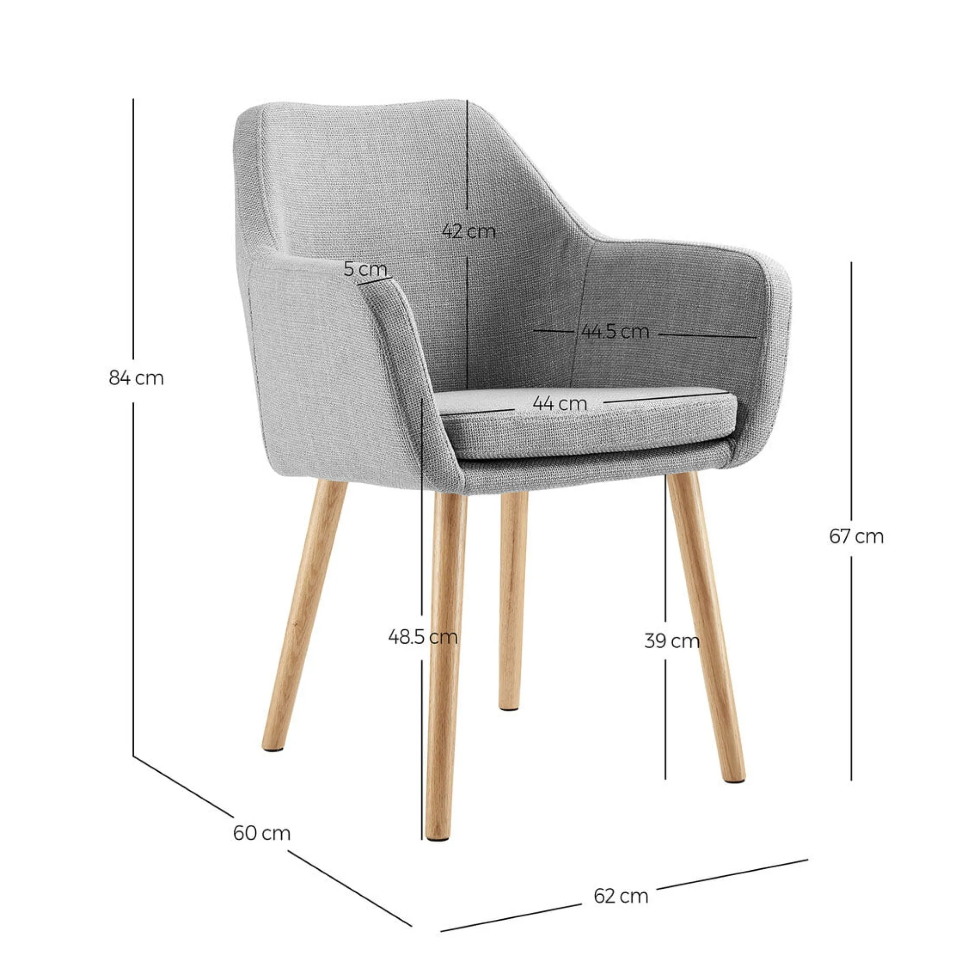 Eetkamerstoelen^Huisenthuis Armstoel Jonne Lichtgrijs