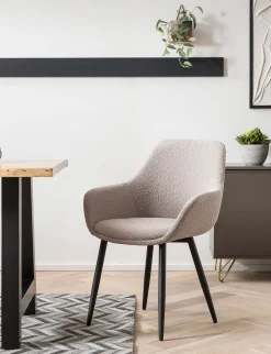 Eetkamerstoelen^Huisenthuis Armstoel Kate Bouclé – Set van 2 Taupe