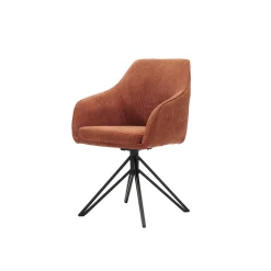 Eetkamerstoelen^Huisenthuis Armstoel Lise Ribstof Koper