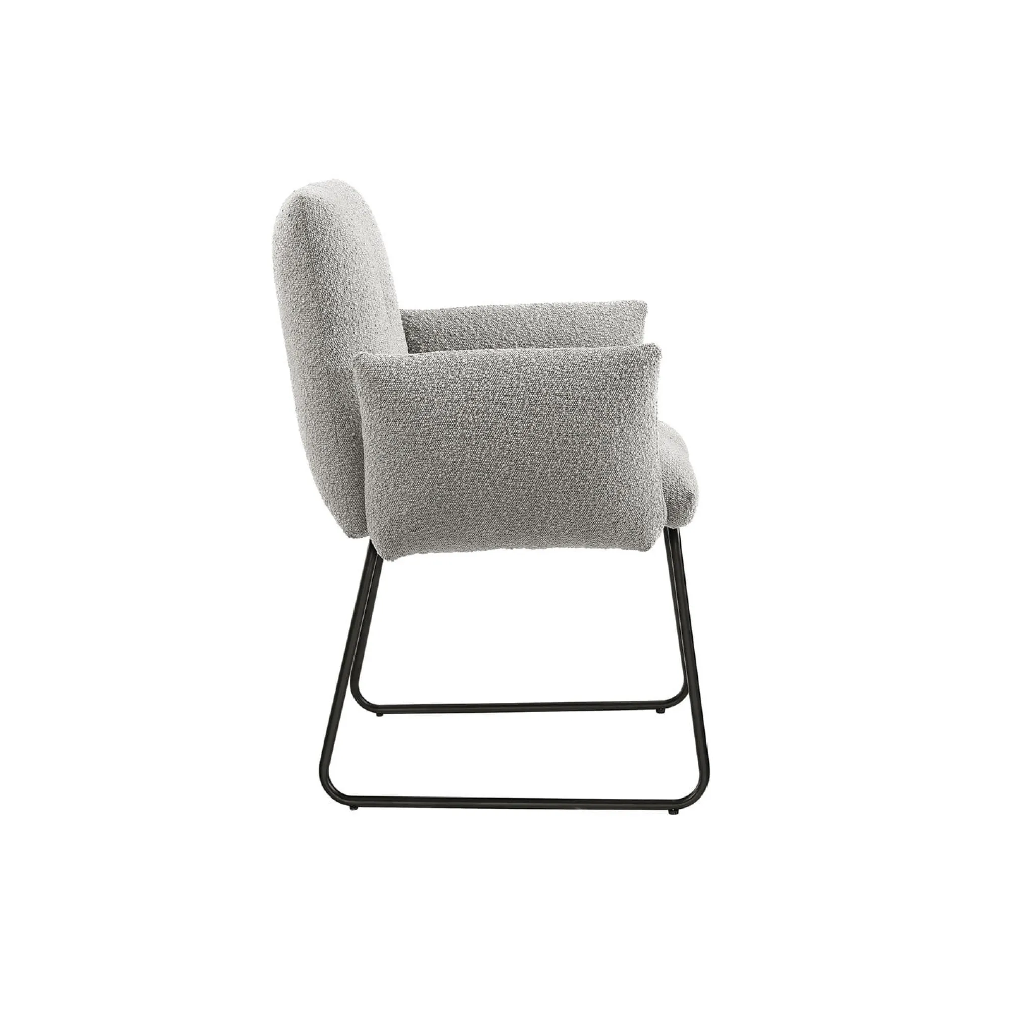 Eetkamerstoelen^Huisenthuis Armstoel Lizzie Bouclé Lichtgrijs