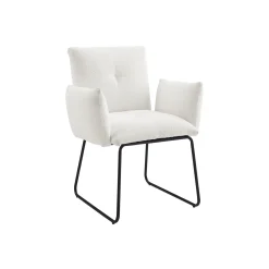 Eetkamerstoelen^Huisenthuis Armstoel Lizzie Bouclé Wit