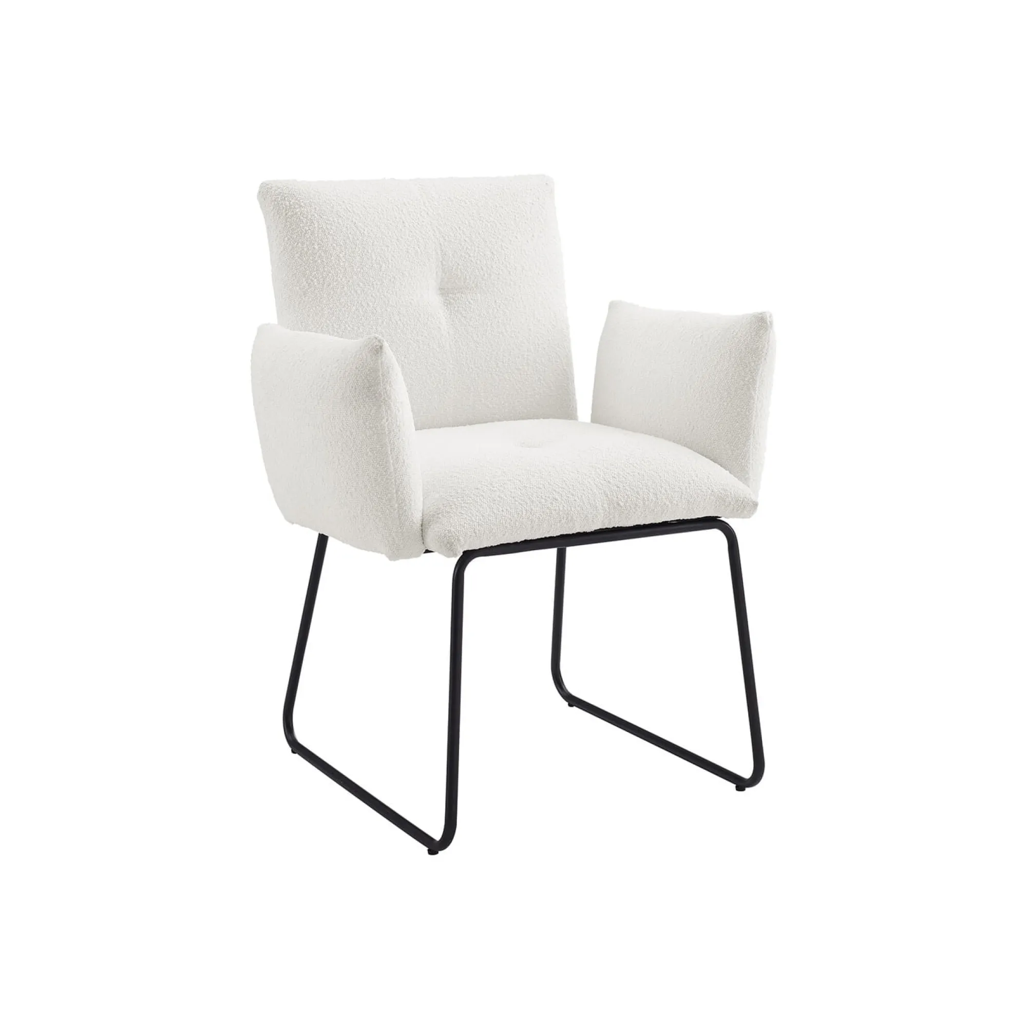 Eetkamerstoelen^Huisenthuis Armstoel Lizzie Bouclé Wit