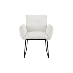 Eetkamerstoelen^Huisenthuis Armstoel Lizzie Bouclé Wit