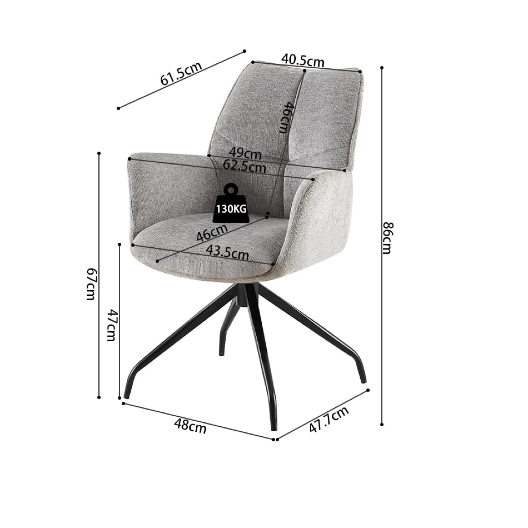 Eetkamerstoelen^Huisenthuis Armstoel Nestor Grijs – Set van 2