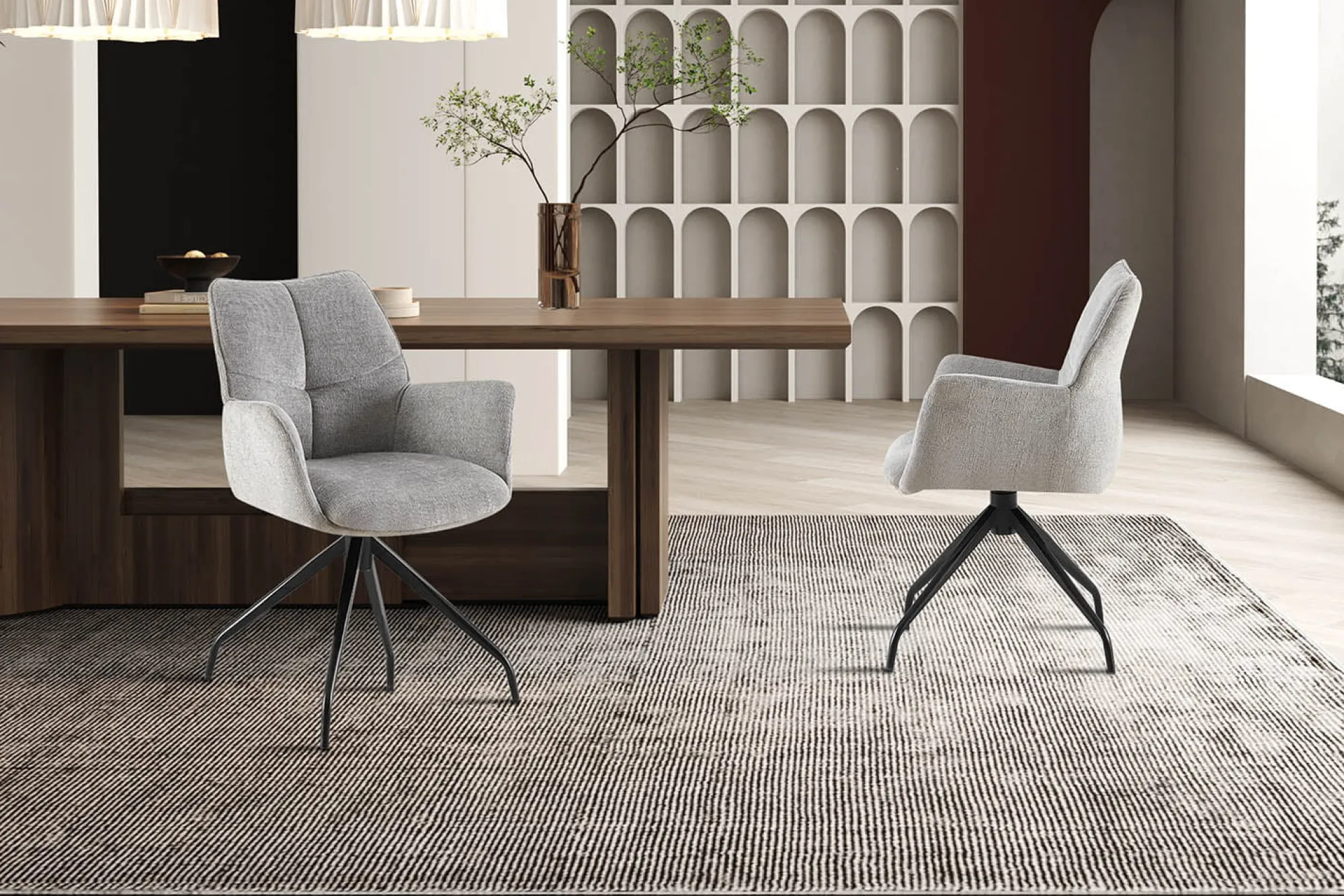 Eetkamerstoelen^Huisenthuis Armstoel Nestor Grijs – Set van 2