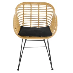 Eetkamerstoelen^Huisenthuis Armstoel Senne Rotan-Zwart – Set van 2