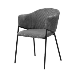 Eetkamerstoelen^Huisenthuis Armstoel Vieve Donkergrijs Ribstof – Set van 2