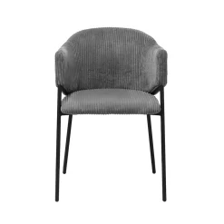 Eetkamerstoelen^Huisenthuis Armstoel Vieve Donkergrijs Ribstof – Set van 2
