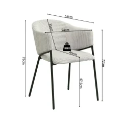 Eetkamerstoelen^Huisenthuis Armstoel Vieve Lichtgrijs Ribstof – Set van 2