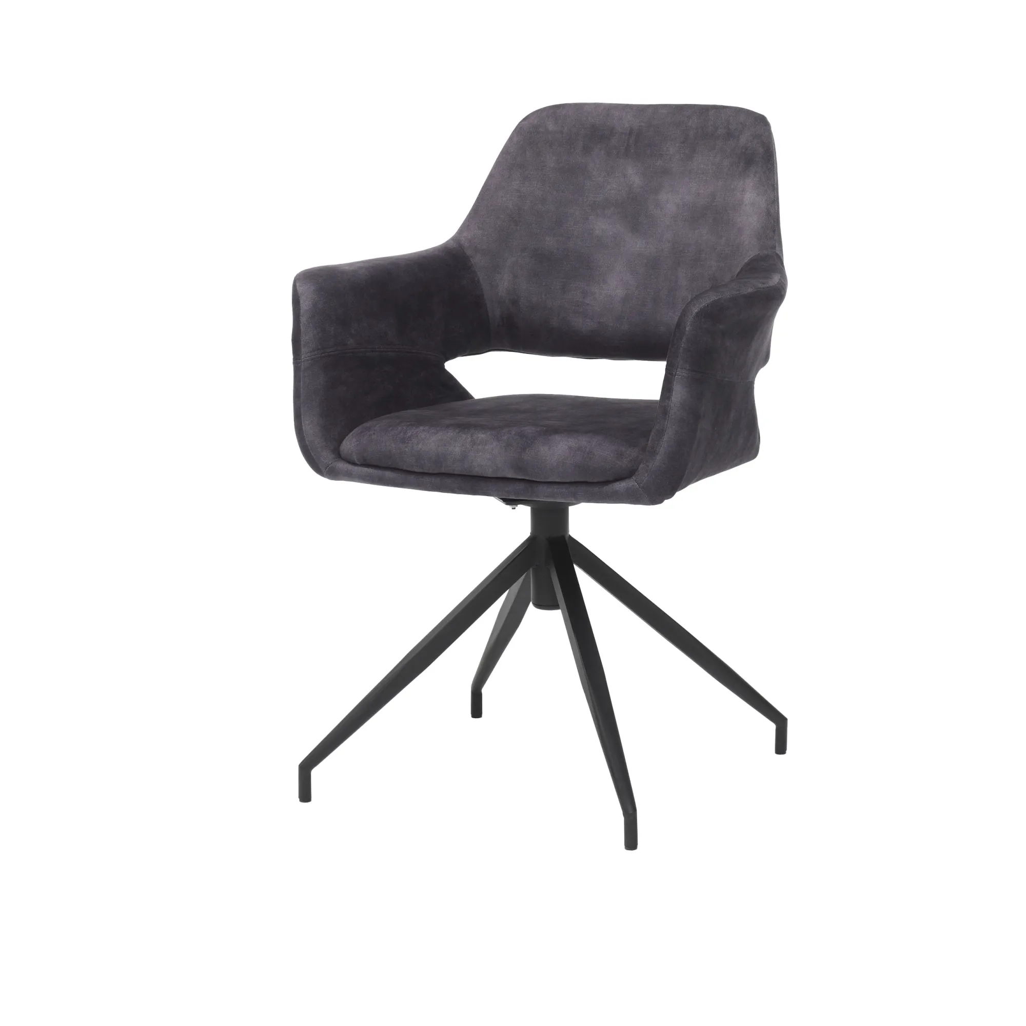 Eetkamerstoelen^Huisenthuis Armstoel Vivian Velours – Set van 2 Antraciet