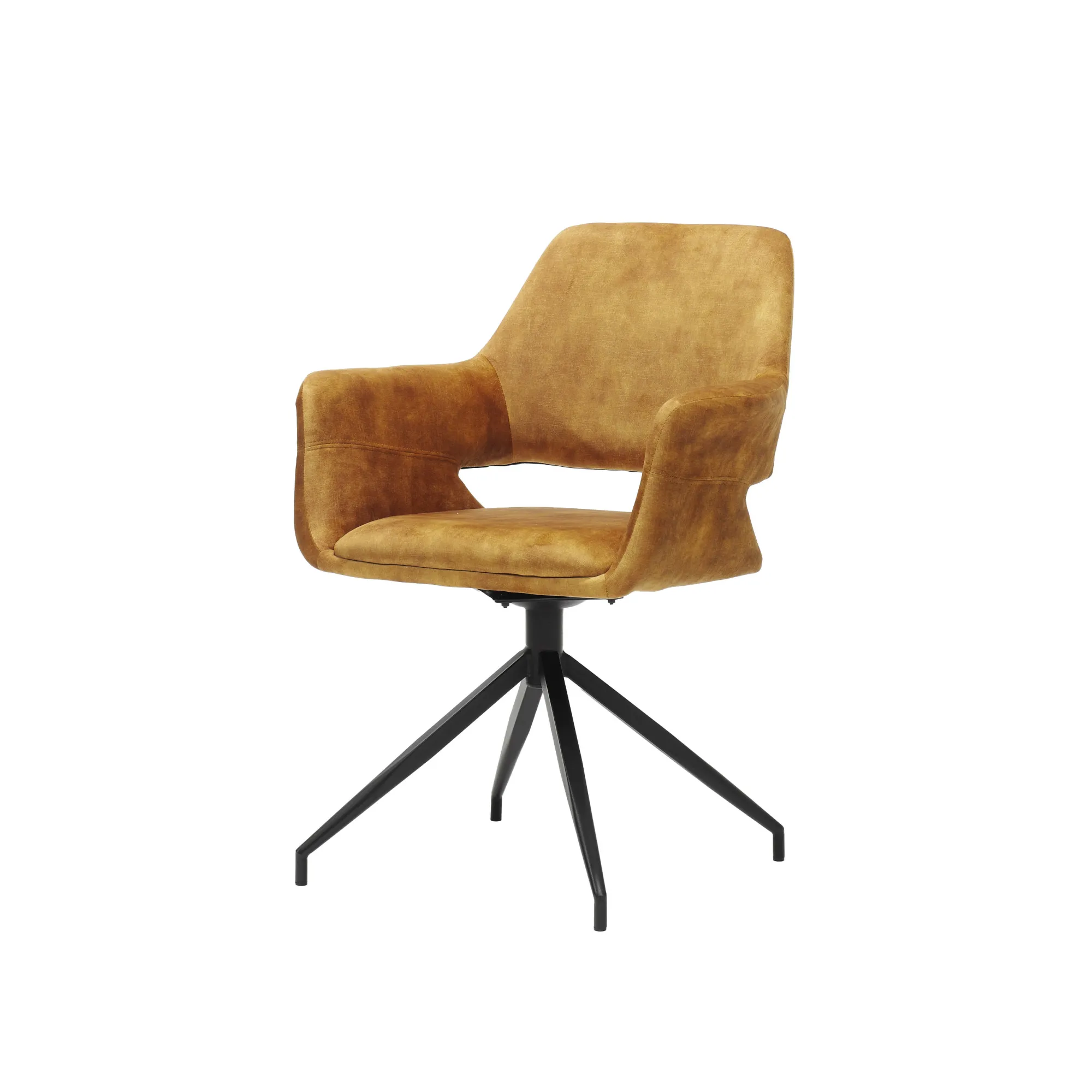 Eetkamerstoelen^Huisenthuis Armstoel Vivian Velours – Set van 2 Goud