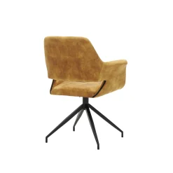 Eetkamerstoelen^Huisenthuis Armstoel Vivian Velours – Set van 2 Goud