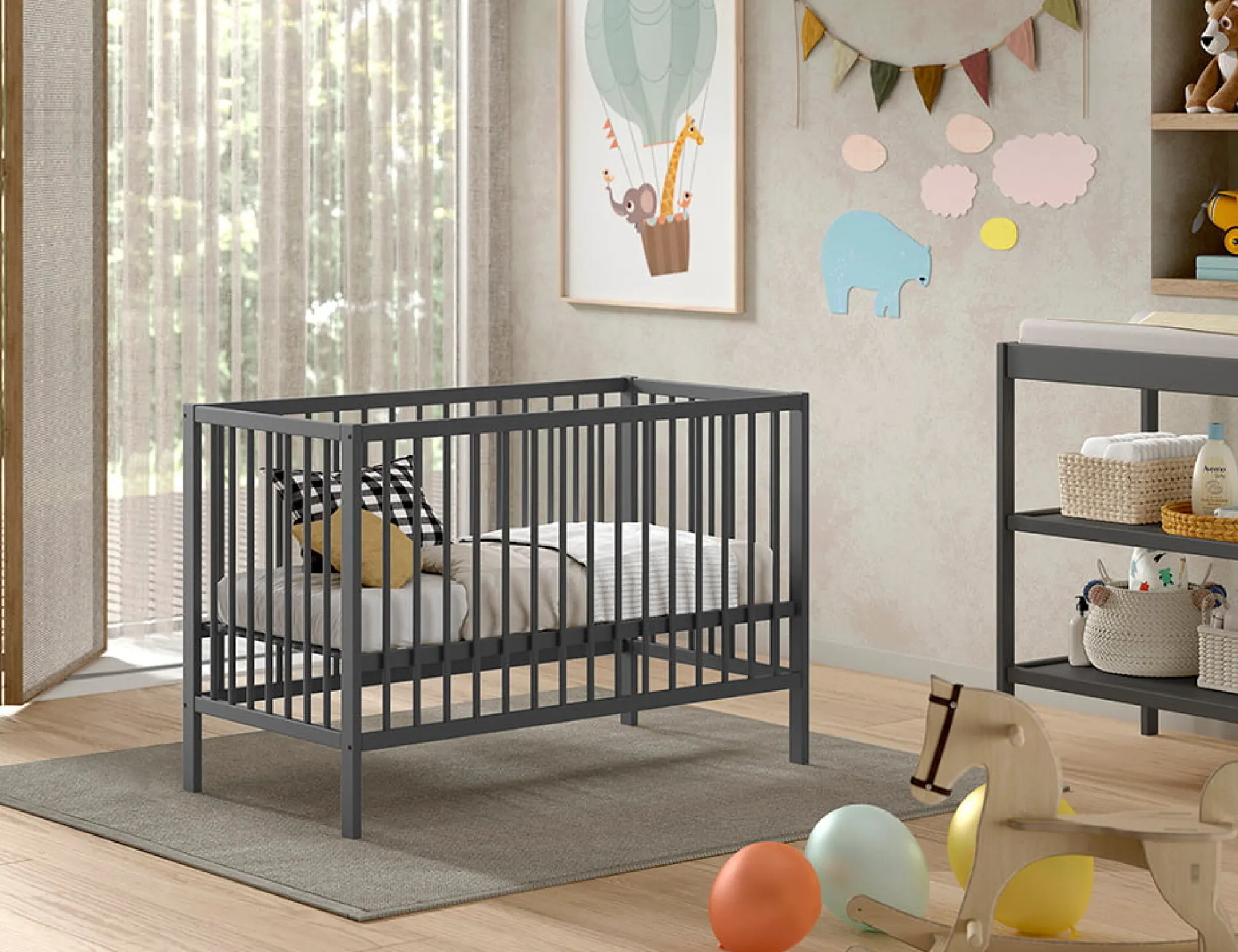 Babyledikanten^Huisenthuis Babybed Taylor Antraciet