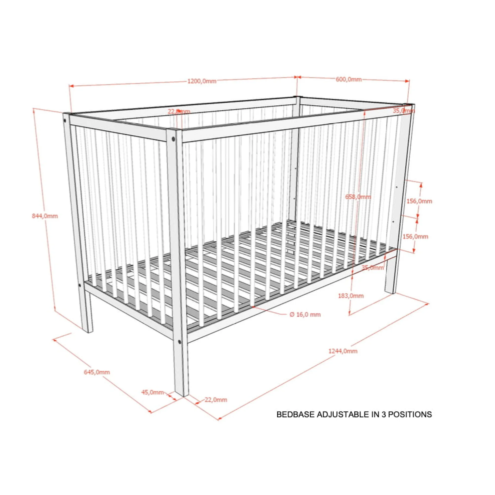 Babyledikanten^Huisenthuis Babybed Taylor Antraciet