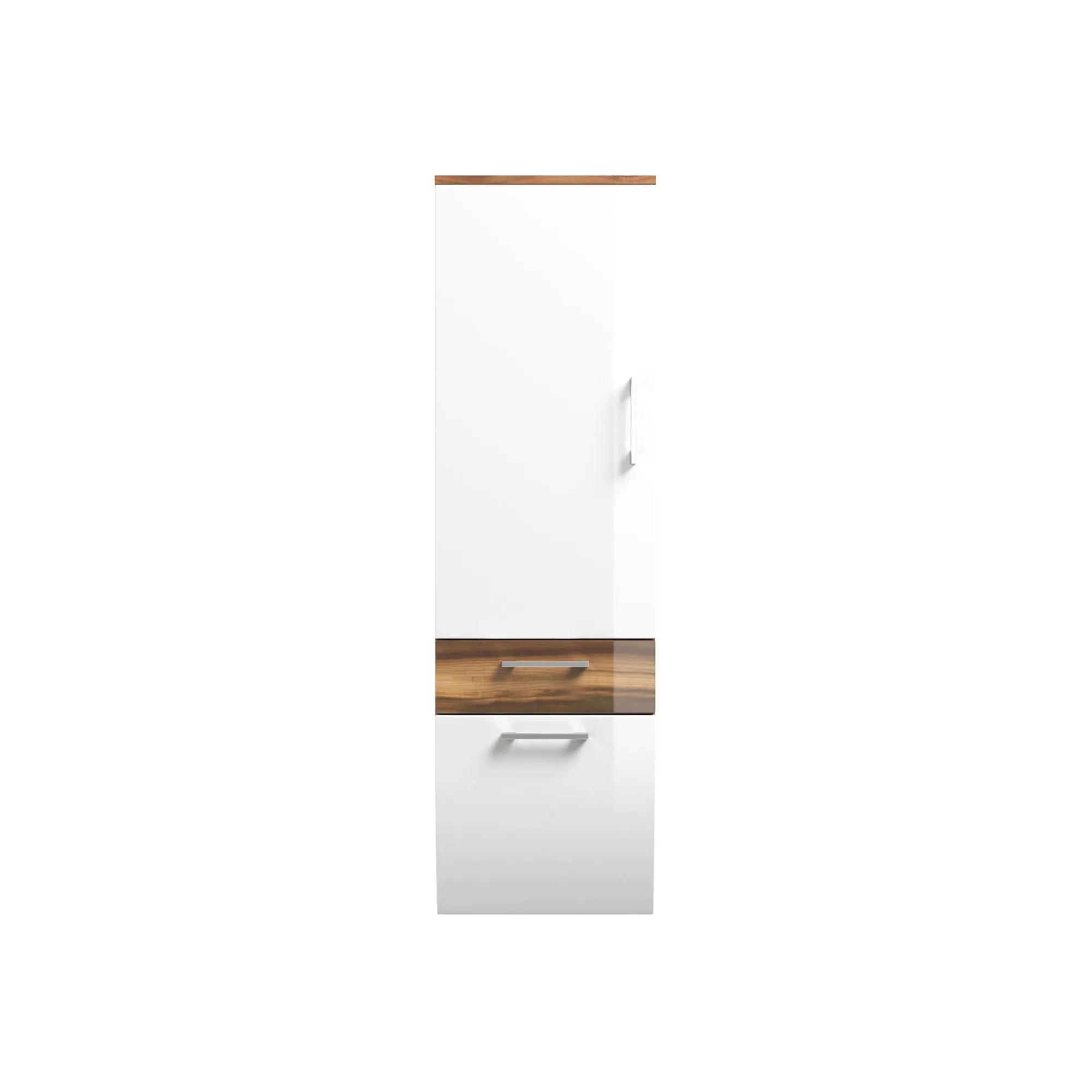 Badkamerkasten^Huisenthuis Badkamer kolomkast Ilse Walnoot Wit Curve Walnoot, Wit