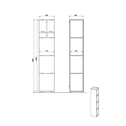 Badkamerkasten^Huisenthuis Badkamer Kolomkast Philip Grafiet-Zilver 144 cm