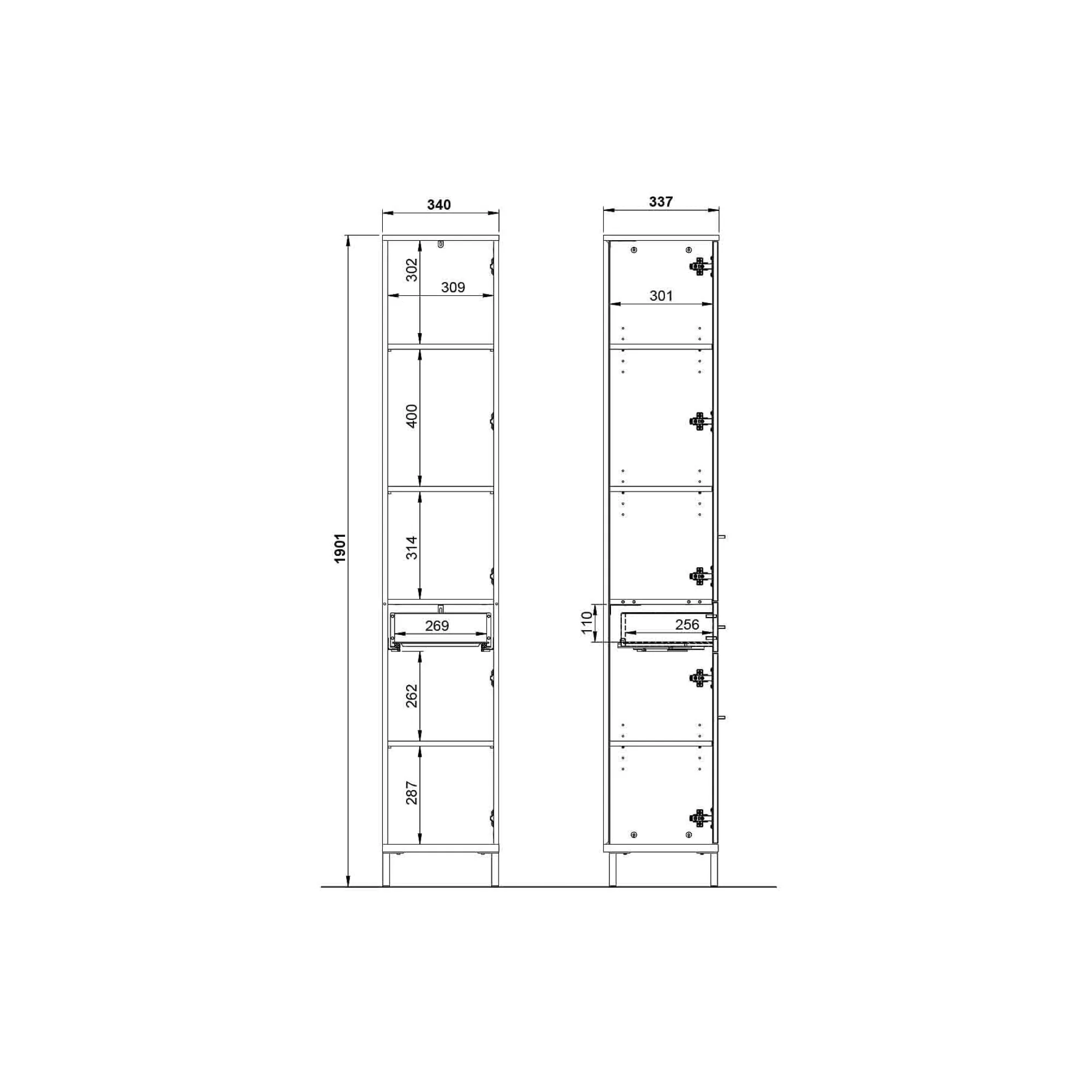 Badkamerkasten^Huisenthuis Badkamer kolomkast Serpa 190 cm Kasjmier Walnoot