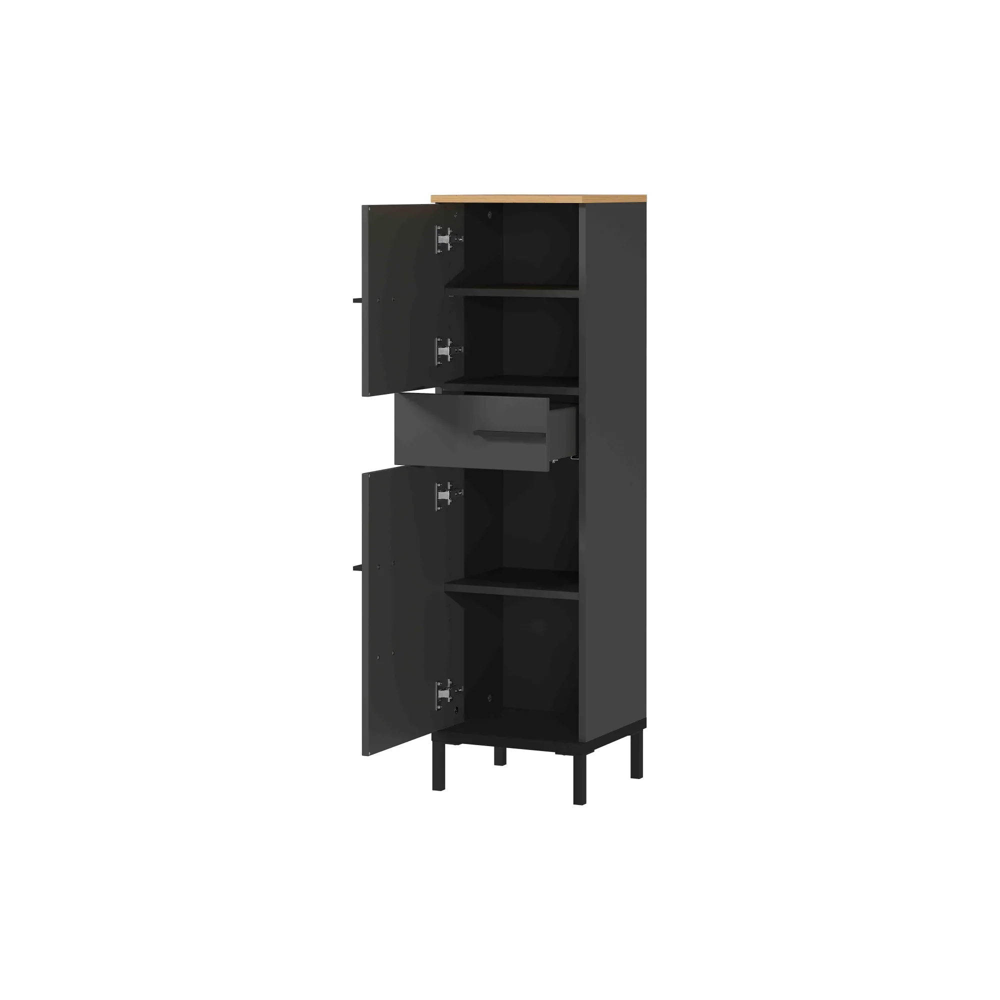 Badkamerkasten^Huisenthuis Badkamer kolomkast Serpa 123 cm Grafiet Eiken