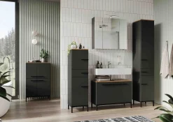 Badkamerkasten^Huisenthuis Badkamer kolomkast Serpa 123 cm Grafiet Eiken