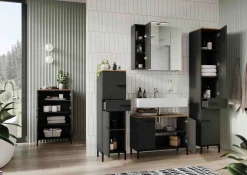 Badkamerkasten^Huisenthuis Badkamer kolomkast Serpa 123 cm Grafiet Eiken