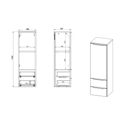 Badkamerkasten^Huisenthuis Badkamer Kolomkast Waldorf Grafiet 111 cm