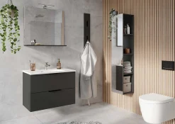 Badkamerkasten^Huisenthuis Badkamer Kolomkast Waldorf Grafiet 111 cm