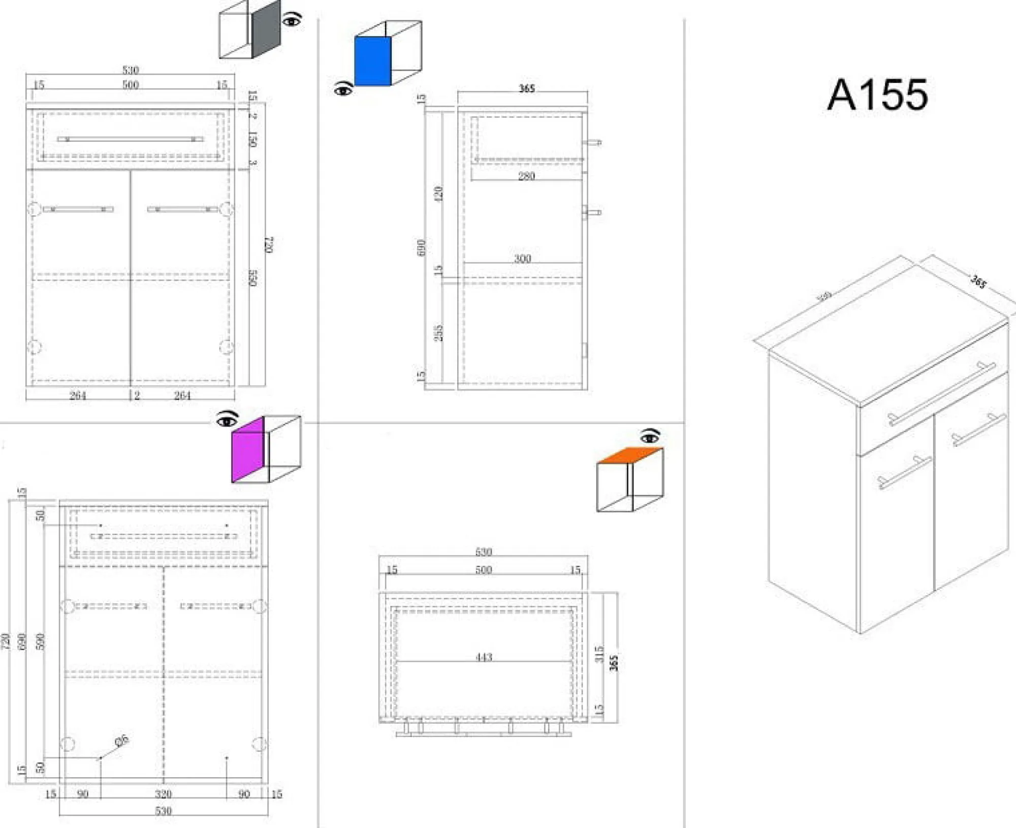Badkamerkasten^Huisenthuis Badkamerkast Genua 53 cm Eiken