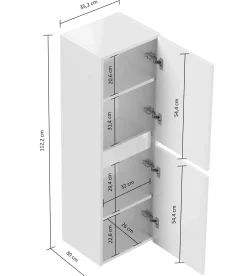 Badkamerkasten^Huisenthuis Badkamerkast Phoenix Hoogglans 112 cm Wit