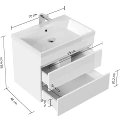Wastafelkasten^Huisenthuis Badmeubel Atlanta 70 cm Eiken