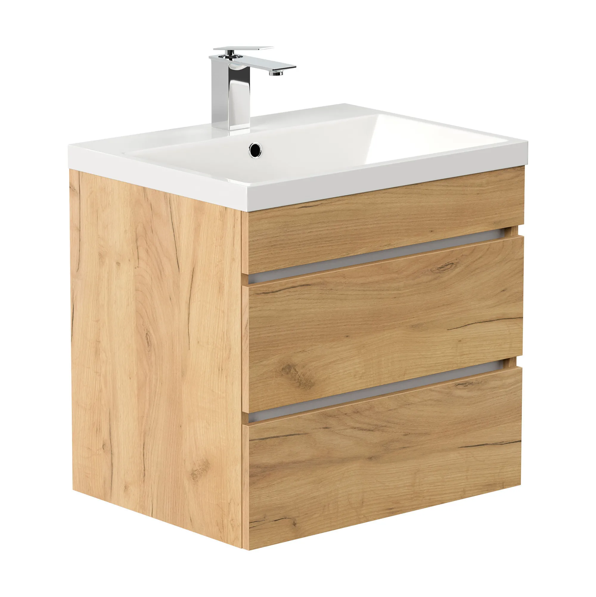 Wastafelkasten^Huisenthuis Badmeubel Atlanta 60 cm Eiken